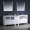 Fresca Torino 84" White Modern Double Sink Bathroom Vanity W/ Side Cabinet & Integrated Sinks - FVN62-361236WH-UNS