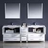 Fresca Torino 84" White Modern Double Sink Bathroom Vanity W/ Side Cabinet & Integrated Sinks - FVN62-361236WH-UNS