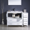 Fresca Torino 48" White Modern Bathroom Vanity W/ Side Cabinet & Integrated Sink - FVN62-3612WH-UNS