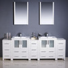Fresca Torino 84" White Modern Double Sink Bathroom Vanity W/ 3 Side Cabinets & Integrated Sinks - FVN62-72WH-UNS