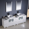 Fresca Torino 84" White Modern Double Sink Bathroom Vanity W/ 3 Side Cabinets & Vessel Sinks - FVN62-72WH-VSL