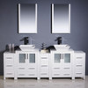 Fresca Torino 84" White Modern Double Sink Bathroom Vanity W/ 3 Side Cabinets & Vessel Sinks - FVN62-72WH-VSL