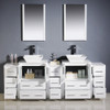 Fresca Torino 84" White Modern Double Sink Bathroom Vanity W/ 3 Side Cabinets & Vessel Sinks - FVN62-72WH-VSL