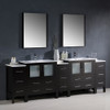 Fresca Torino 96" Espresso Modern Double Sink Bathroom Vanity W/ 3 Side Cabinets & Integrated Sinks - FVN62-96ES-UNS