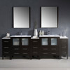 Fresca Torino 96" Espresso Modern Double Sink Bathroom Vanity W/ 3 Side Cabinets & Integrated Sinks - FVN62-96ES-UNS