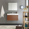 Fresca Mezzo 36" Teak Wall Hung Modern Bathroom Vanity W/ Medicine Cabinet - FVN8008TK