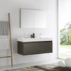 Fresca Mezzo 48" Gray Oak Wall Hung Double Sink Modern Bathroom Vanity W/ Medicine Cabinet - FVN8012GO