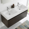 Fresca Mezzo 48" Gray Oak Wall Hung Double Sink Modern Bathroom Vanity W/ Medicine Cabinet - FVN8012GO