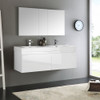 Fresca Mezzo 60" White Wall Hung Double Sink Modern Bathroom Vanity W/ Medicine Cabinet - FVN8042WH