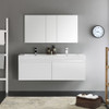 Fresca Mezzo 60" White Wall Hung Double Sink Modern Bathroom Vanity W/ Medicine Cabinet - FVN8042WH