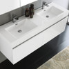 Fresca Mezzo 60" White Wall Hung Double Sink Modern Bathroom Vanity W/ Medicine Cabinet - FVN8042WH