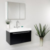 Fresca Vista 36" Black Modern Bathroom Vanity W/ Medicine Cabinet - FVN8090BW