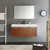 Fresca Vista 48" Teak Wall Hung Double Sink Modern Bathroom Vanity W/ Medicine Cabinet - FVN8092TK-D