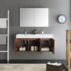 Fresca Vista 48" Teak Wall Hung Double Sink Modern Bathroom Vanity W/ Medicine Cabinet - FVN8092TK-D