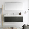 Fresca Vista 60" Black Wall Hung Single Sink Modern Bathroom Vanity W/ Medicine Cabinet - FVN8093BW