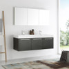 Fresca Vista 60" Black Wall Hung Double Sink Modern Bathroom Vanity W/ Medicine Cabinet - FVN8093BW-D