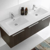 Fresca Vista 60" Gray Oak Wall Hung Double Sink Modern Bathroom Vanity W/ Medicine Cabinet - FVN8093GO-D