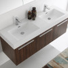 Fresca Vista 60" Walnut Wall Hung Double Sink Modern Bathroom Vanity W/ Medicine Cabinet - FVN8093GW-D