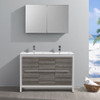 Fresca Allier Rio 48" Ash Gray Double Sink Modern Bathroom Vanity W/ Medicine Cabinet - FVN8148HA-D