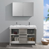 Fresca Allier Rio 48" Ash Gray Double Sink Modern Bathroom Vanity W/ Medicine Cabinet - FVN8148HA-D