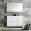 Fresca Allier 48" White Modern Double Sink Bathroom Vanity W/ Mirror - FVN8148WH-D