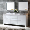 Fresca Allier 72" White Modern Double Sink Bathroom Vanity W/ Mirror - FVN8172WH