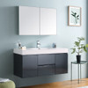 Fresca Valencia 48" Dark Slate Gray Wall Hung Modern Bathroom Vanity W/ Medicine Cabinet - FVN8348GG