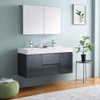 Fresca Valencia 48" Dark Slate Gray Wall Hung Double Sink Modern Bathroom Vanity W/ Medicine Cabinet - FVN8348GG-D