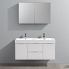Fresca Valencia 48" Glossy White Wall Hung Double Sink Modern Bathroom Vanity W/ Medicine Cabinet - FVN8348WH-D