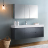 Fresca Valencia 60" Dark Slate Gray Wall Hung Modern Bathroom Vanity W/ Medicine Cabinet - FVN8360GG