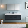 Fresca Valencia 60" Dark Slate Gray Wall Hung Double Sink Modern Bathroom Vanity W/ Medicine Cabinet - FVN8360GG-D