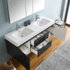 Fresca Valencia 60" Dark Slate Gray Wall Hung Double Sink Modern Bathroom Vanity W/ Medicine Cabinet - FVN8360GG-D