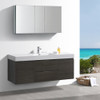 Fresca Valencia 60" Gray Oak Wall Hung Modern Bathroom Vanity W/ Medicine Cabinet - FVN8360GO