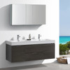 Fresca Valencia 60" Gray Oak Wall Hung Double Sink Modern Bathroom Vanity W/ Medicine Cabinet - FVN8360GO-D