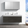 Fresca Valencia 60" Gray Oak Wall Hung Double Sink Modern Bathroom Vanity W/ Medicine Cabinet - FVN8360GO-D