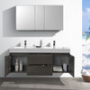 Fresca Valencia 60" Gray Oak Wall Hung Double Sink Modern Bathroom Vanity W/ Medicine Cabinet - FVN8360GO-D