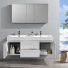 Fresca Valencia 60" Glossy White Wall Hung Double Sink Modern Bathroom Vanity W/ Medicine Cabinet - FVN8360WH-D