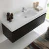 Fresca Mezzo 60" Black Wall Hung Single Sink Modern Bathroom Cabinet W/ Integrated Sink - FCB8041BW-I