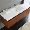 Fresca Mezzo 60" Teak Wall Hung Single Sink Modern Bathroom Cabinet W/ Integrated Sink - FCB8041TK-I