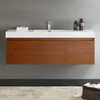 Fresca Mezzo 60" Teak Wall Hung Single Sink Modern Bathroom Cabinet W/ Integrated Sink - FCB8041TK-I