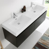 Fresca Mezzo 60" Black Wall Hung Double Sink Modern Bathroom Cabinet W/ Integrated Sink - FCB8042BW-I