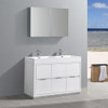 Fresca Valencia 48" Glossy White Free Standing Double Sink Modern Bathroom Vanity W/ Medicine Cabinet - FVN8448WH-D