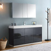 Fresca Valencia 60" Dark Slate Gray Free Standing Modern Bathroom Vanity W/ Medicine Cabinet - FVN8460GG