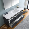 Fresca Valencia 60" Dark Slate Gray Free Standing Modern Bathroom Vanity W/ Medicine Cabinet - FVN8460GG