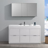 Fresca Valencia 60" Glossy White Free Standing Modern Bathroom Vanity W/ Medicine Cabinet - FVN8460WH