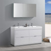 Fresca Valencia 60" Glossy White Free Standing Double Sink Modern Bathroom Vanity W/ Medicine Cabinet - FVN8460WH-D