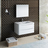 Fresca Tuscany 36" Glossy White Wall Hung Modern Bathroom Vanity W/ Medicine Cabinet - FVN9036WH