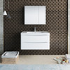 Fresca Tuscany 36" Glossy White Wall Hung Modern Bathroom Vanity W/ Medicine Cabinet - FVN9036WH