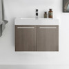 Fresca Vista 30" Gray Oak Wall Hung Modern Bathroom Cabinet W/ Integrated Sink - FCB8089GO-I