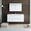 Fresca Tuscany 48" Glossy White Wall Hung Modern Bathroom Vanity W/ Medicine Cabinet - FVN9048WH